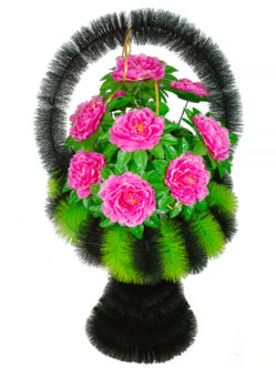 Ритуальная корзина Ваза большая с тюльпанами